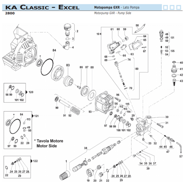 Ricambi gruppo pompa Comet KA Classic - Excel 2800