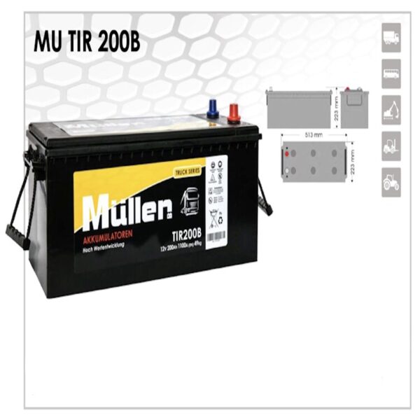 Batteria avviamento Muller Tir 200 Ah per mezzi pesanti