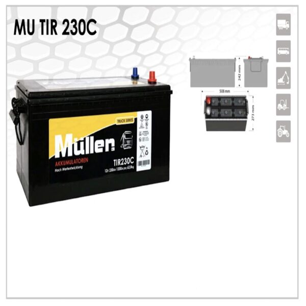 Batteria avviamento Muller Tir 230 Ah per mezzi pesanti