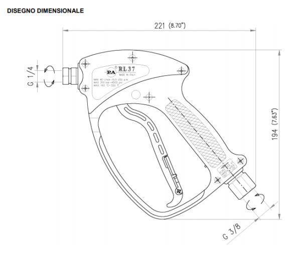 Pistola idropulitrice 32 MPa -4550 psi Made in Italy - immagine 2